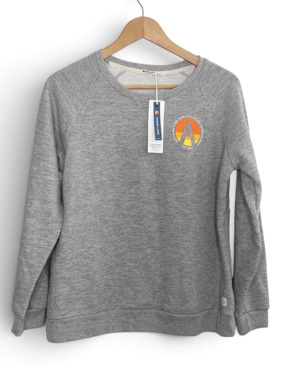 NEW Marine Layer Heather Gray Collegiate Graphic Fleece Crewneck Sweatshirt L
